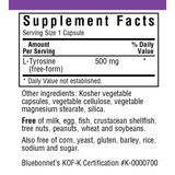 Bluebonnet L-Tyrosine - 500 mg - Vegetable Capsules - Puro Estado Fisico