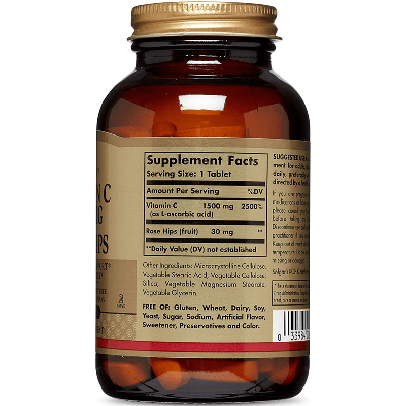Solgar Vitamin C 1500 mg with Rose Hips - Puro Estado Fisico