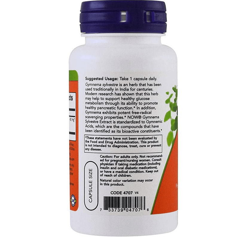NOW Foods Gymnema Sylvestre 400 mg - 90 Cápsulas Vegetales - Puro Estado Fisico