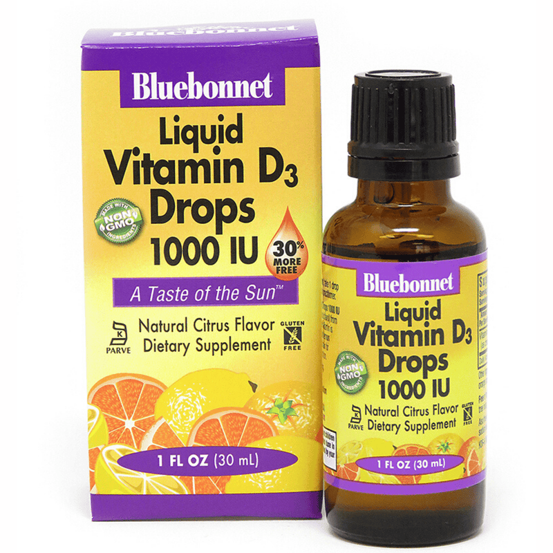 Bluebonnet Liquid Vitamin D3 Drops - 1000 IU - Cítricos - 30 ml - Puro Estado Fisico