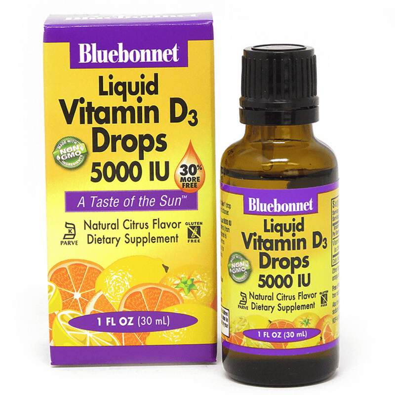 Bluebonnet Liquid Vitamin D3 Drops - 5000 IU - Cítricos - 30 ml - Puro Estado Fisico