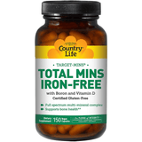 Country Life Total Mins Iron Free - 150 Cápsulas Vegetarianas - Puro Estado Fisico