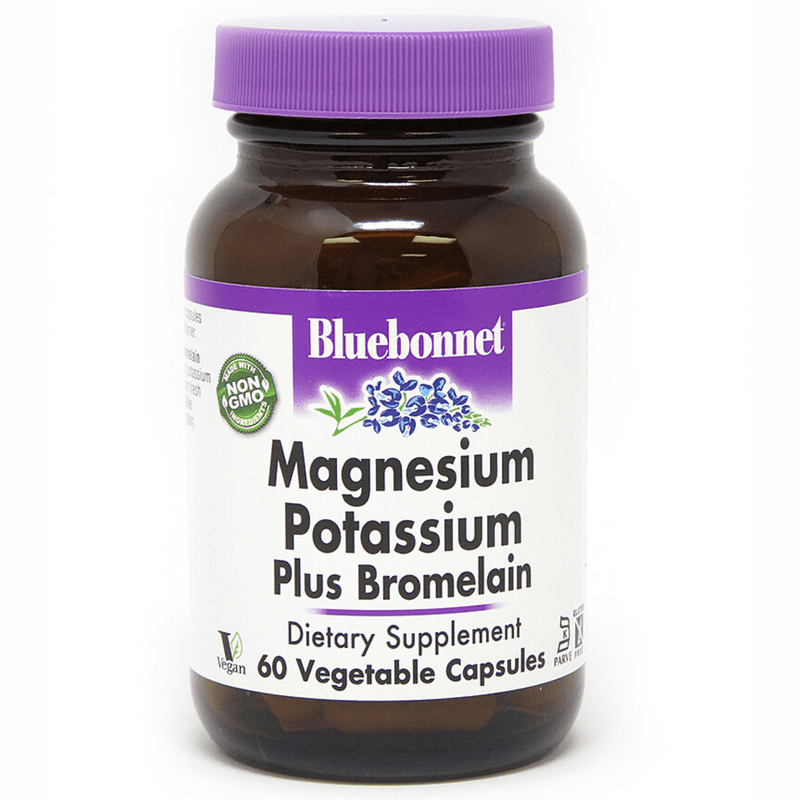 Bluebonnet Magnesium Potassium Plus Bromelain - Vegetable Capsules - Puro Estado Fisico