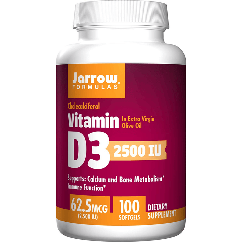 Jarrow Formulas Vitamin D3 2500 IU - 100 Cápsulas Blandas - Puro Estado Fisico