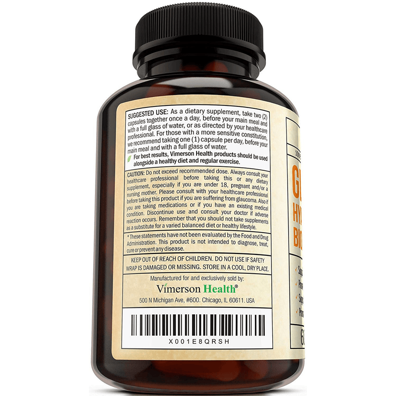 Vimerson Health Glucosamine Hyaluronic Acid MSM Bioperine and Boswellia - 60 Cápsulas - Puro Estado Fisico