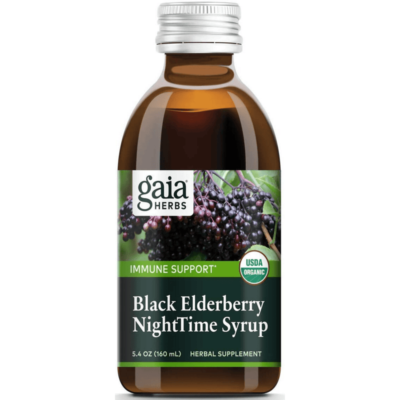 Gaia Herbs Black Elderberry NightTime Syrup - 160 ml - Puro Estado Fisico
