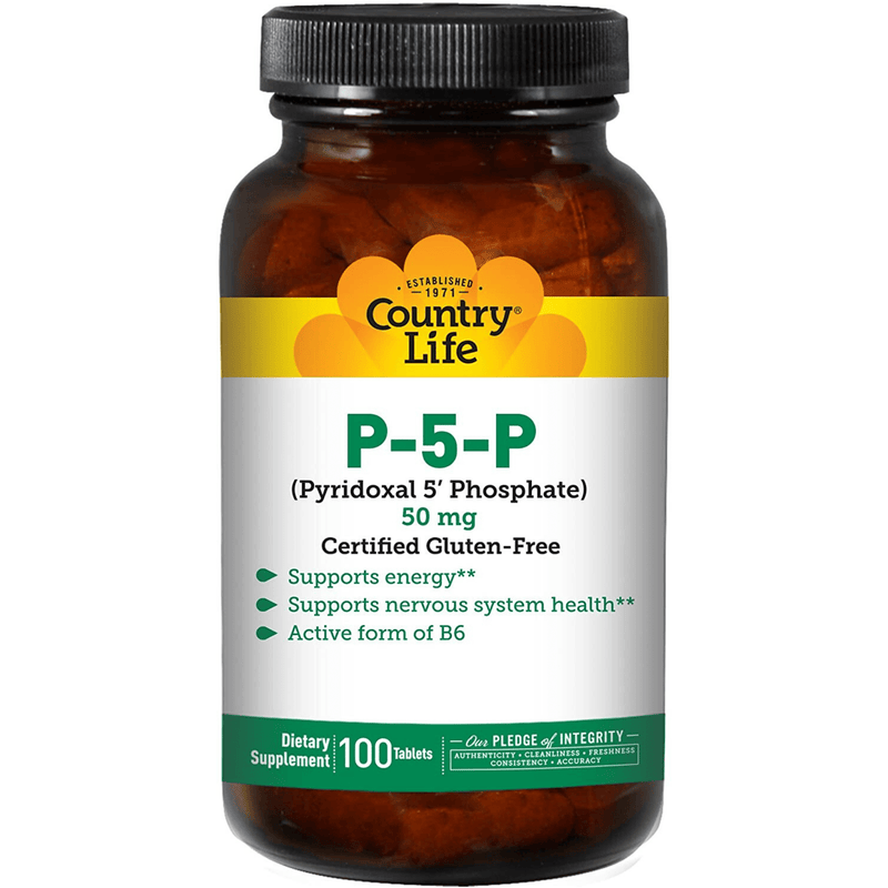 Country Life P5P (Pyridoxal 5 Phosphate) - 100 Tabletas - Puro Estado Fisico