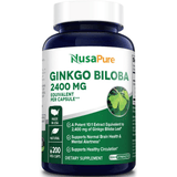 NusaPure Ginkgo Biloba 2400 mg - 200 Cápsulas De Origen Vegetal - Puro Estado Fisico