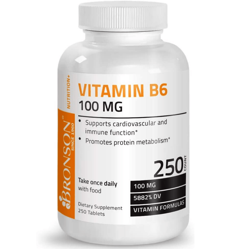 Bronson Vitamin B6 100 mg - 250 Tabletas - Puro Estado Fisico