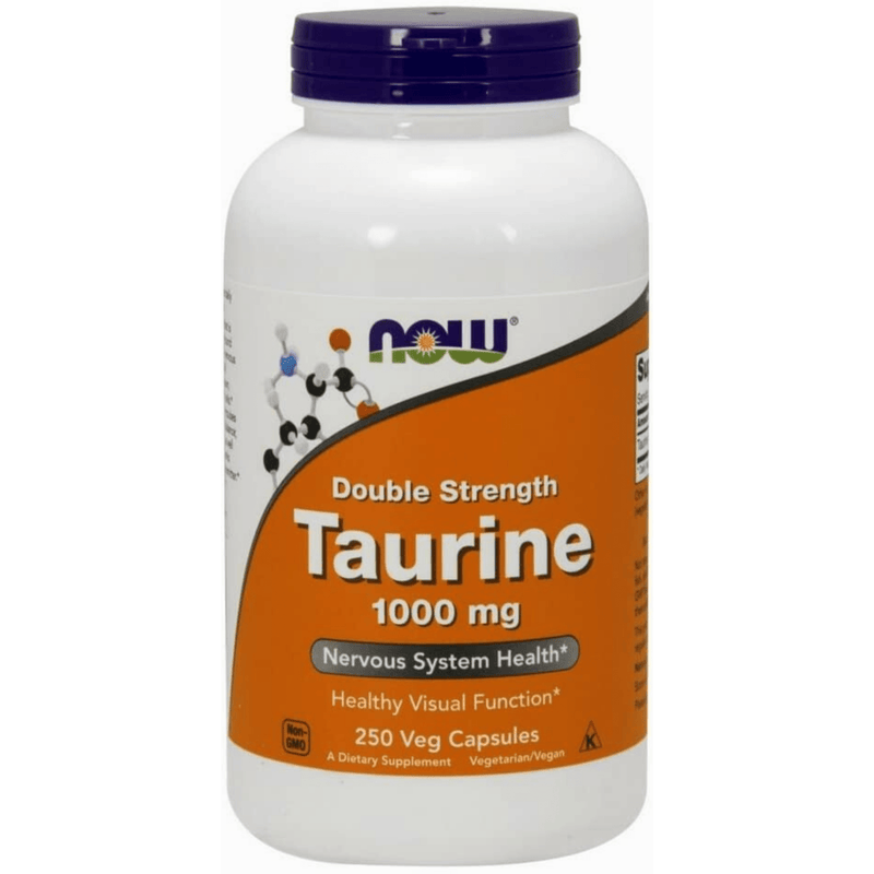 NOW Foods Double Strength Taurine 1000 mg - 250 Cápsulas Vegetales - Puro Estado Fisico