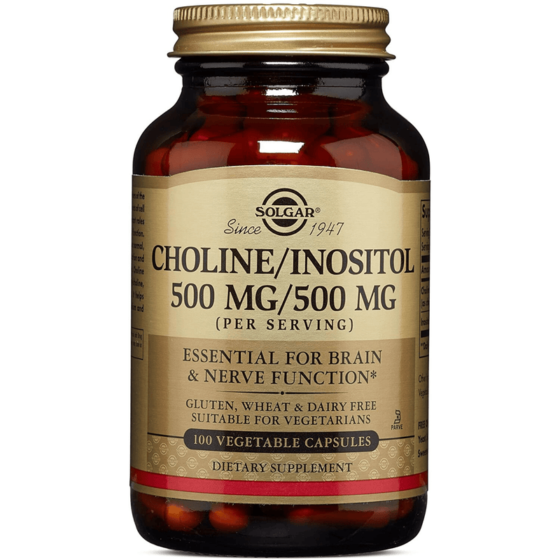 Solgar Choline / Inositol 500 mg / 500 mg - 100 Cápsulas De Origen Vegetal - Puro Estado Fisico