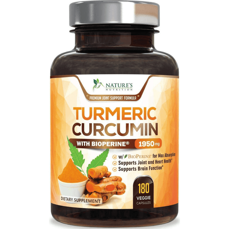 Nature's nutrition Turmeric Curcumin with BioPerine - 180 Capsulas Vegetales - Puro Estado Fisico