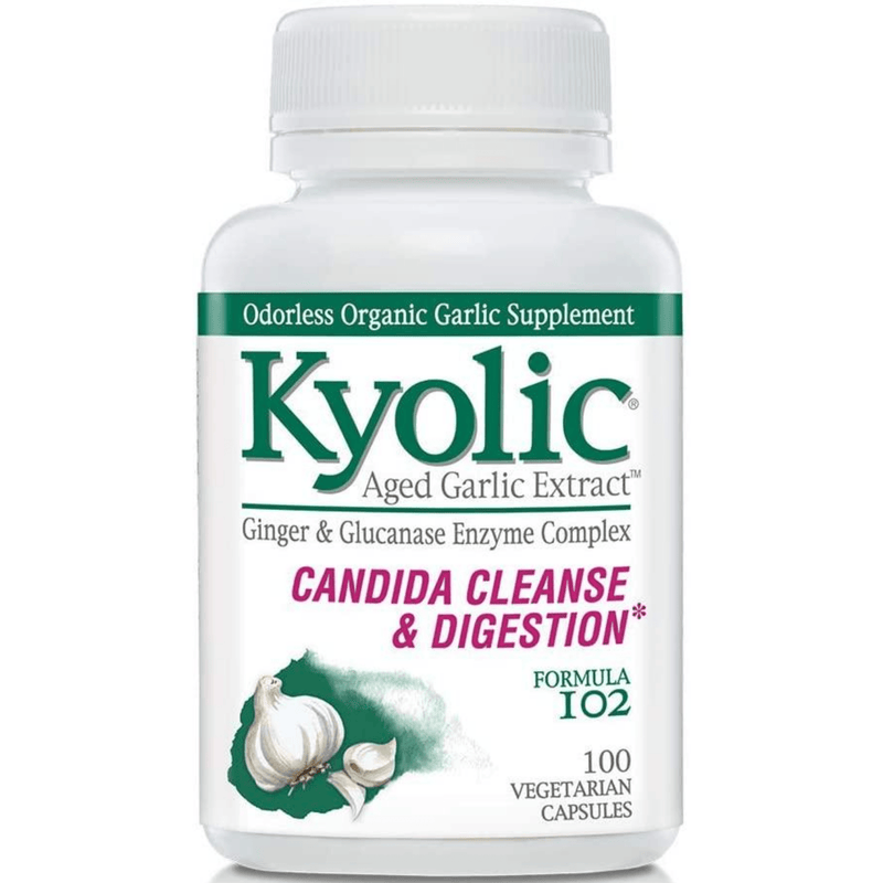 Kyolic Aged Garlic Extract Candida Cleanse and Digestión - Vegetarian Capsules - Puro Estado Fisico