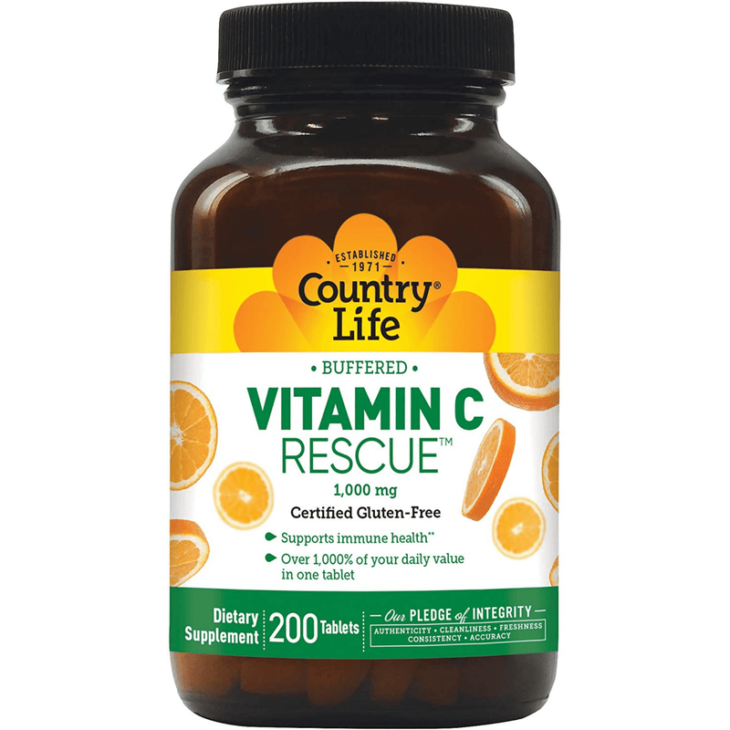 Country Life Buffered Vitamin C Rescue - 200 Tabletas - Puro Estado Fisico