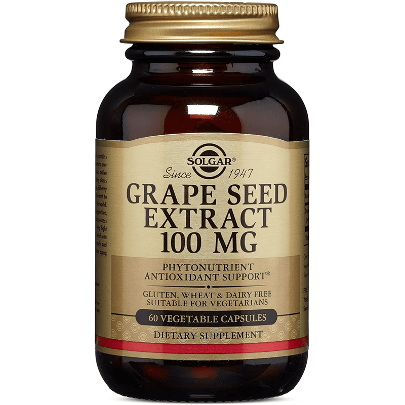 Solgar Grape Seed Extract 100 mg - 60 Cápsulas De Origen Vegetal - Puro Estado Fisico