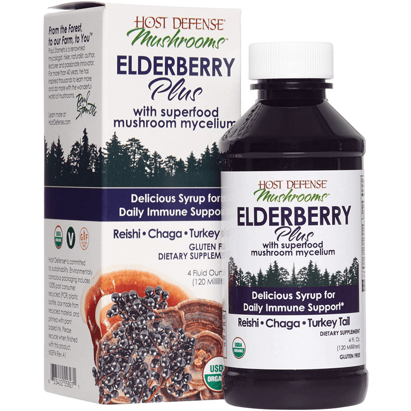 Host Defense Mushrooms Elderberry Plus - 120 ml - Puro Estado Fisico