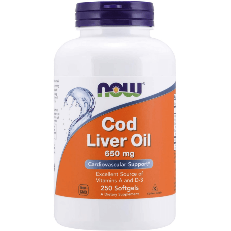 NOW Foods Cod Liver Oil 650 mg - 250 Cápsulas Blandas - Puro Estado Fisico