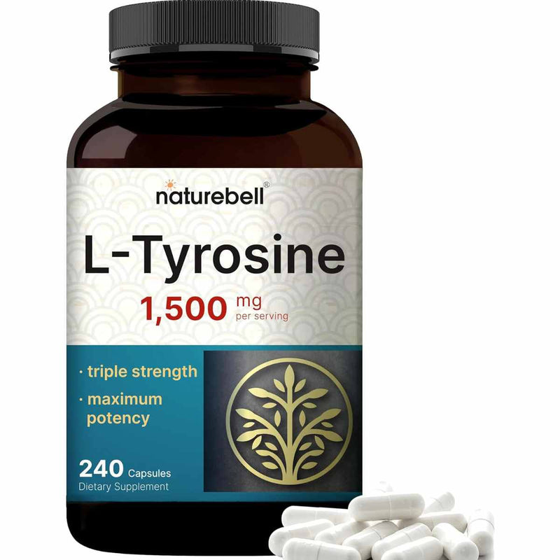 NatureBell L-Tyrosine 1000 mg - 240 Cápsulas - Puro Estado Fisico