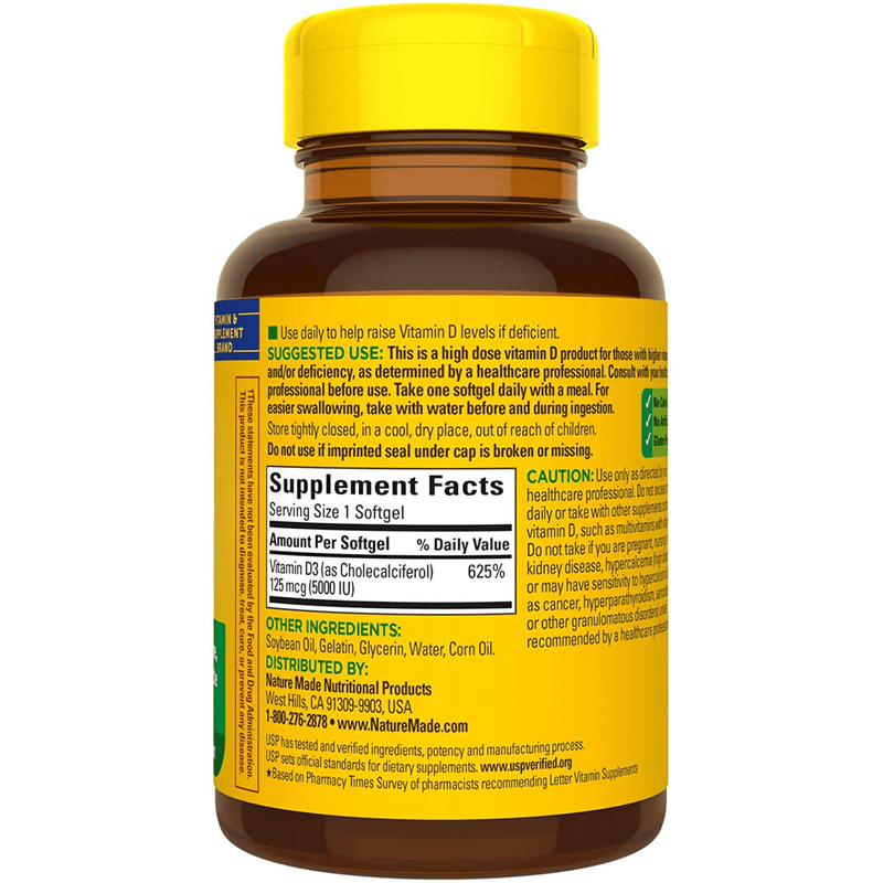 Nature Made Vitamin D3 5000 IU - Softgels - Puro Estado Fisico