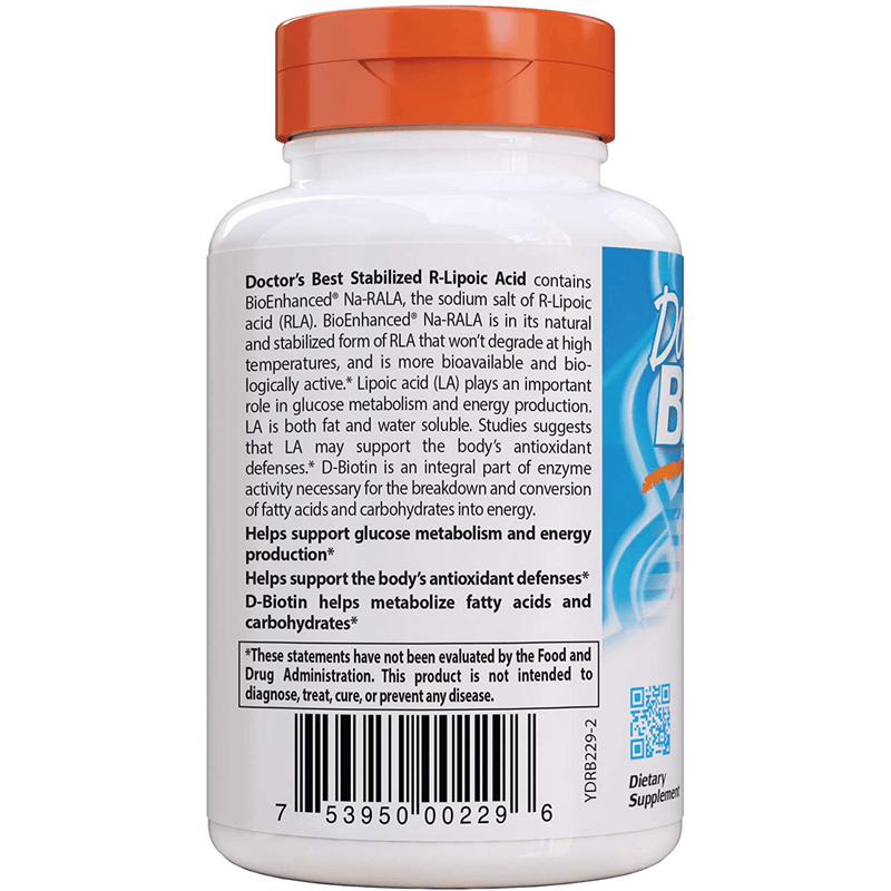 Doctor’s Best R-Lipoic Acid - 180 Cápsulas Vegetales - Puro Estado Fisico