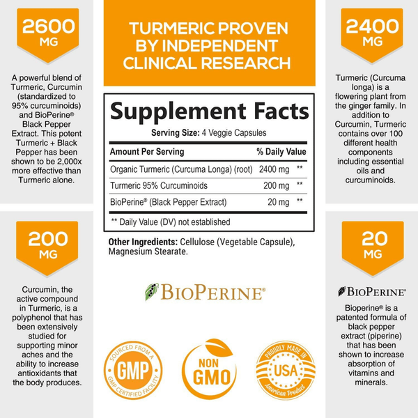 Nature's nutrition Turmeric Curcumin with BioPerine 2600 mg - Puro Estado Fisico