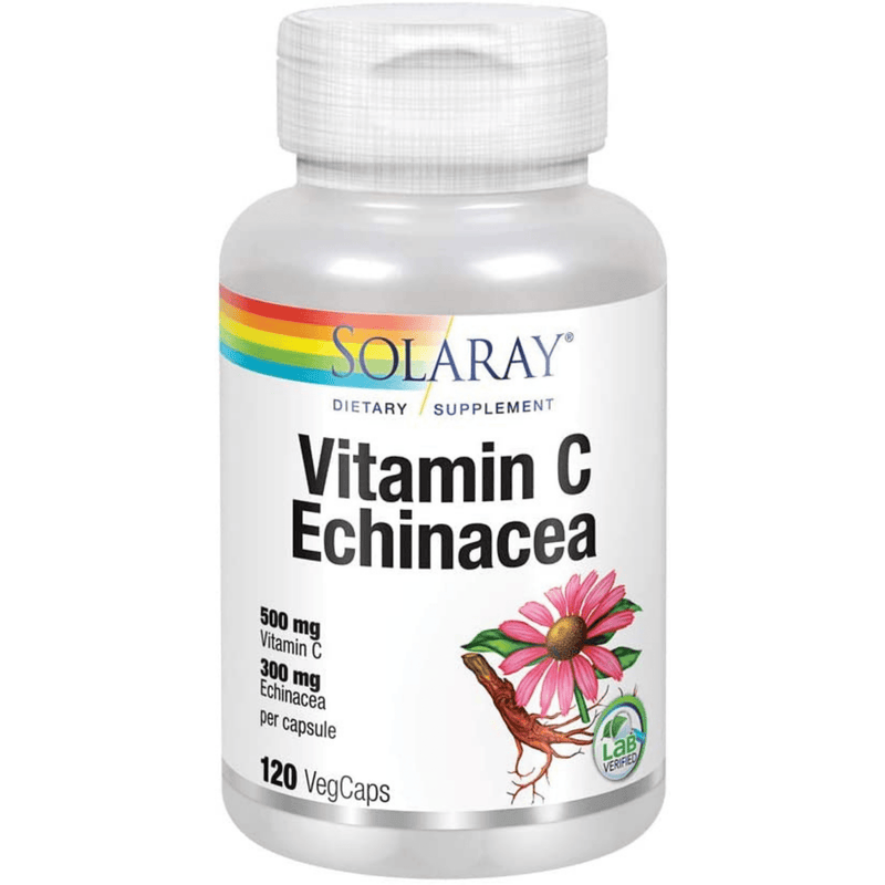 Solaray Vitamin C Echinacea - 120 Cápsulas Vegetales - Puro Estado Fisico