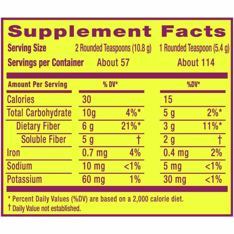 Metamucil Cáscara de Psyllium Sin Edulcorantes - 660 g - Puro Estado Fisico