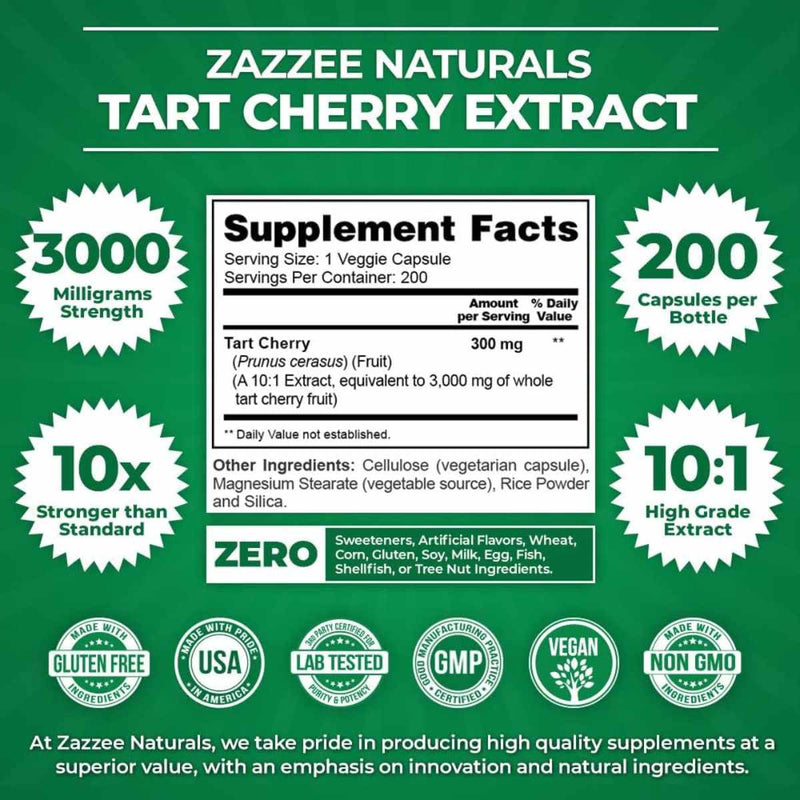 Extracto de Cereza Aromática - 3000 mg - 200 Cápsulas - Puro Estado Fisico