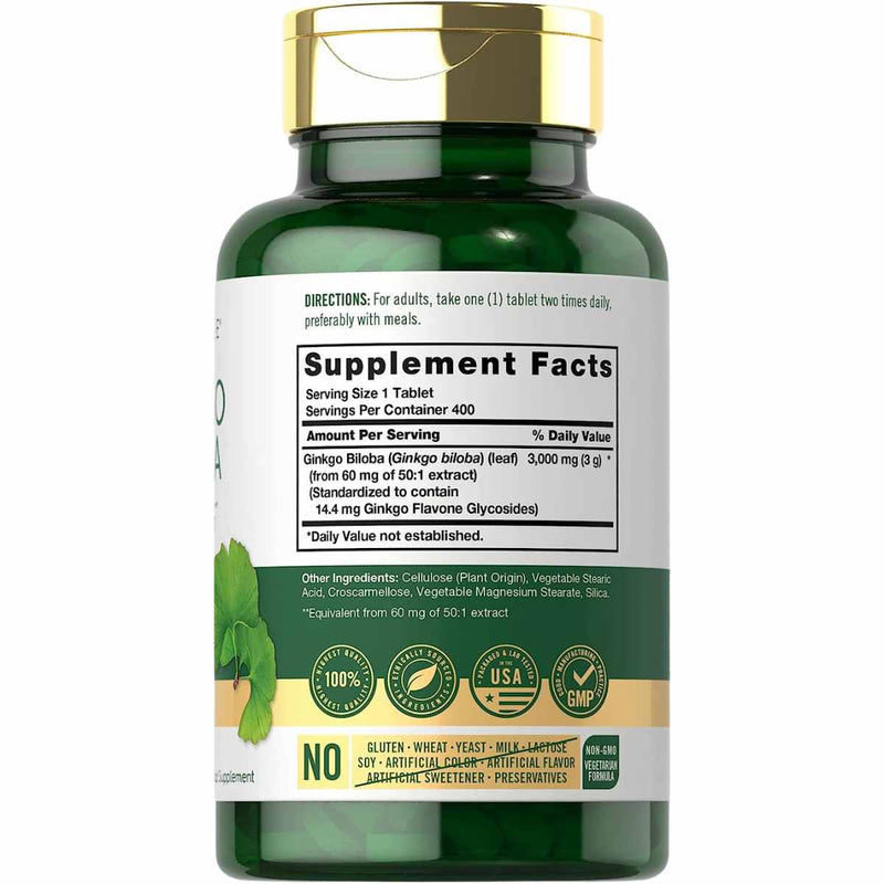 Ginkgo Biloba - 3000 mg - 400 Tabletas - Puro Estado Fisico