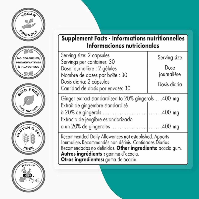 Super Gingeroles 400 mg - 60 Cápsulas Vegetarianas - Puro Estado Fisico