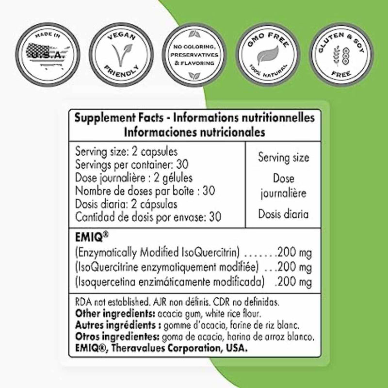 Isoquercitrina 200 mg - 60 Cápsulas Vegetarianas - Puro Estado Fisico