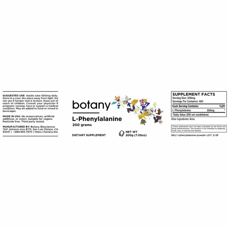 Science L-Fenilalanina en Polvo - 200 g - Tabla Nutricional - Puro Estado Físico