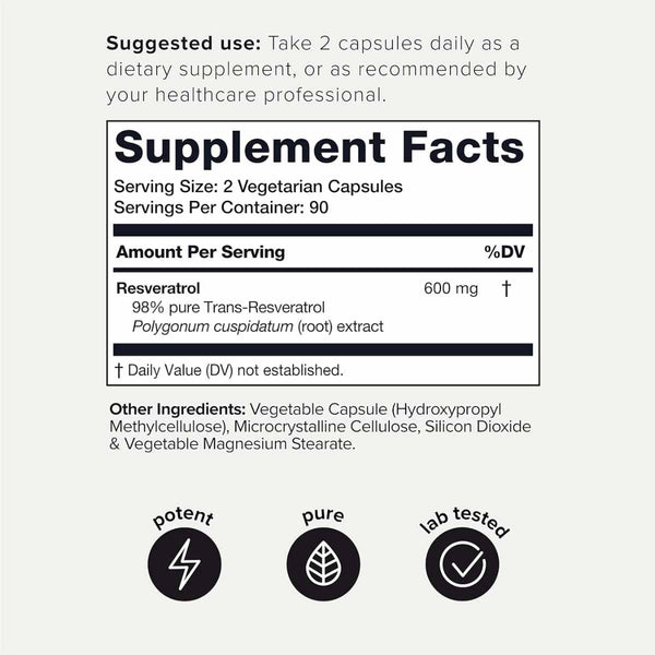 Resveratrol - 600 mg - 180 Cápsulas - Puro Estado Fisico