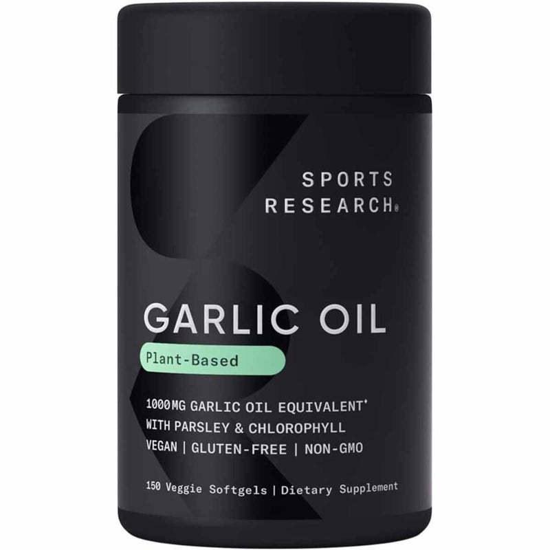 Sports Research Garlic Oil Pills - 150 Cápsulas Blandas Vegetarianas - Puro Estado Fisico