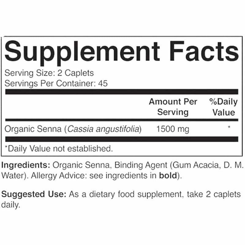 Senna Orgánico 1500mg - 90 Tabletas - Puro Estado Fisico