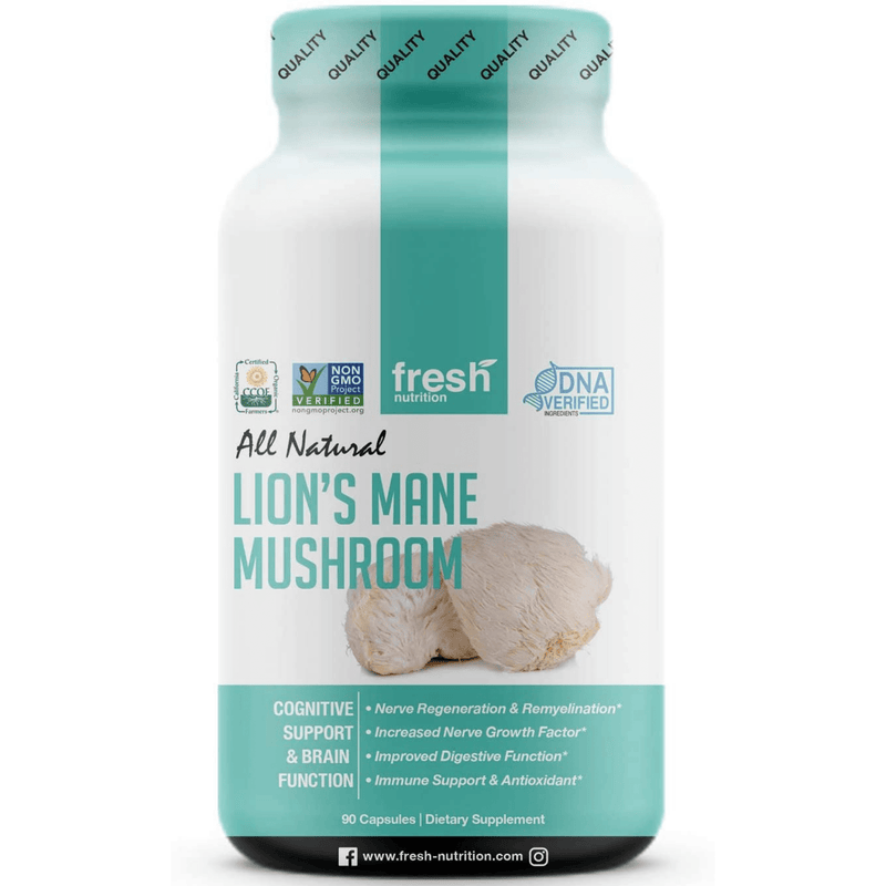 Fresh Nutrition Lions Mane Mushroom - 90 Cápsulas - Puro Estado Fisico