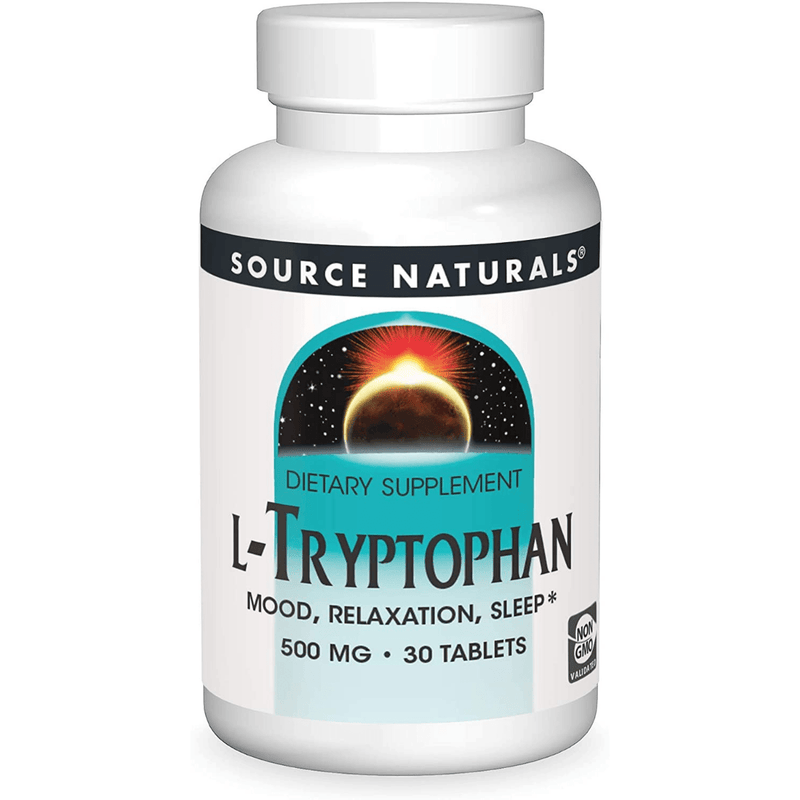 Source Naturals L-Tryptophan Mood Relaxation Sleep - 30 Tabletas - Puro Estado Fisico