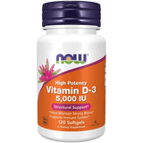 NOW Foods High Potency Vitamin D-3 5,000 UI - 120 Cápsulas Blandas - Puro Estado Fisico
