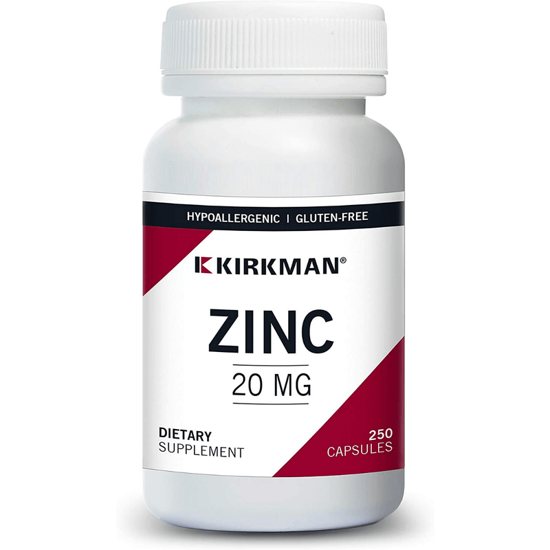 Kirkman Zinc - 20 mg - 250 Cápsulas - Puro Estado Fisico