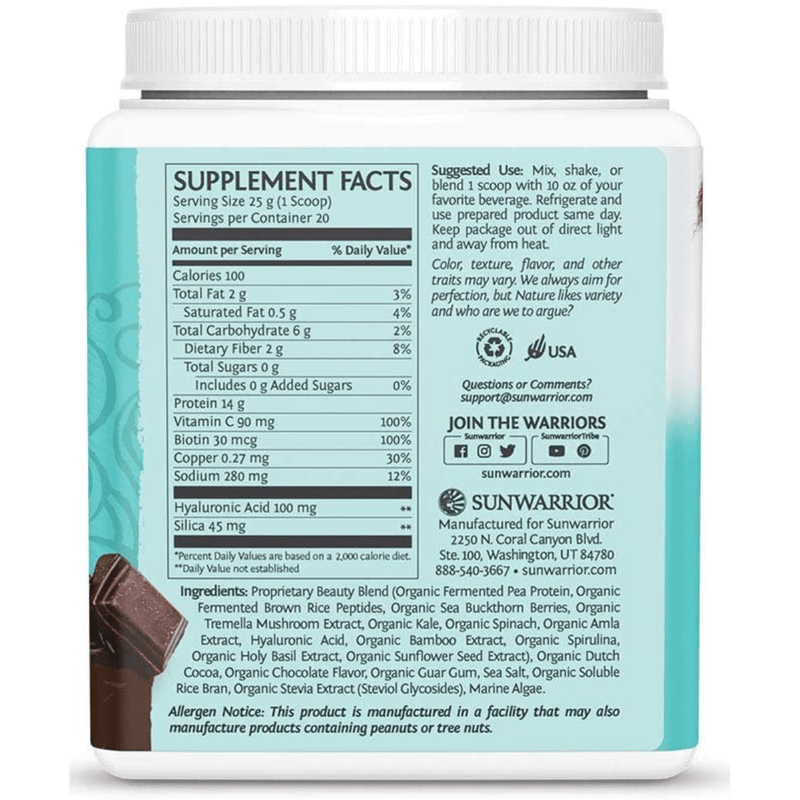 Sunwarrior Collagen Protein Peptides - Chocolate - 500 g - Puro Estado Fisico