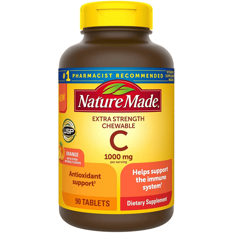 Nature Made  Vitamin C - Naranja - 90 Tabletas Masticable - Puro Estado Fisico