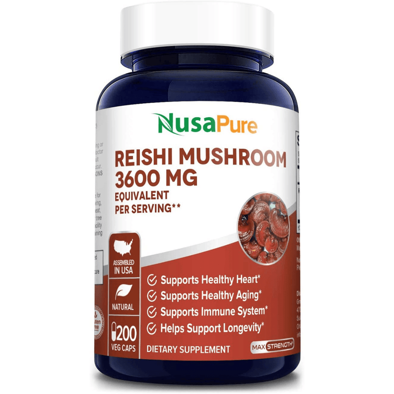 NusaPure Reishi Mushroom Extract - 200 Cápsulas Vegetales - Puro Estado Fisico