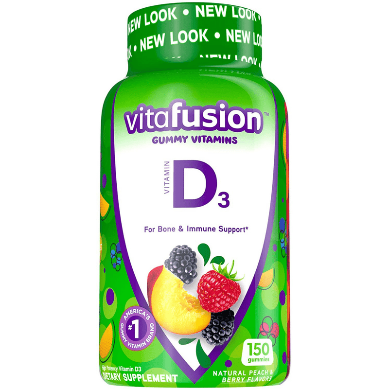 VitaFusion Vitamin D3 - Variedad de Frutas - 150 Gomitas - Puro Estado Fisico