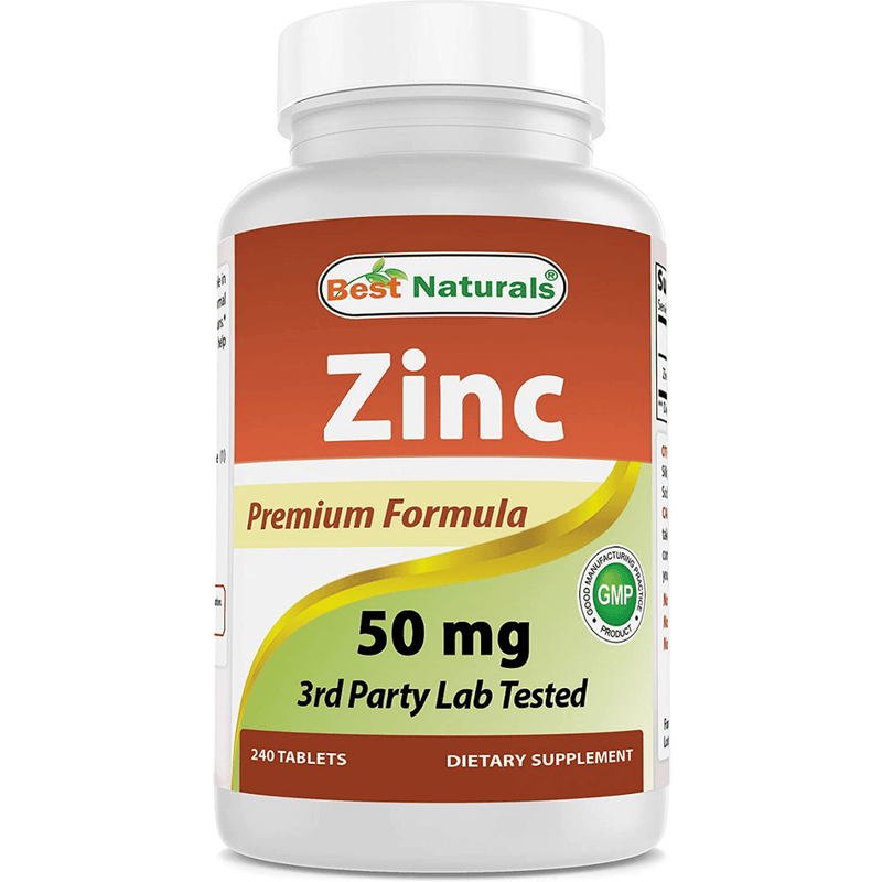 Best Naturals Zinc Gluconate - 240 Tabletas - Puro Estado Fisico