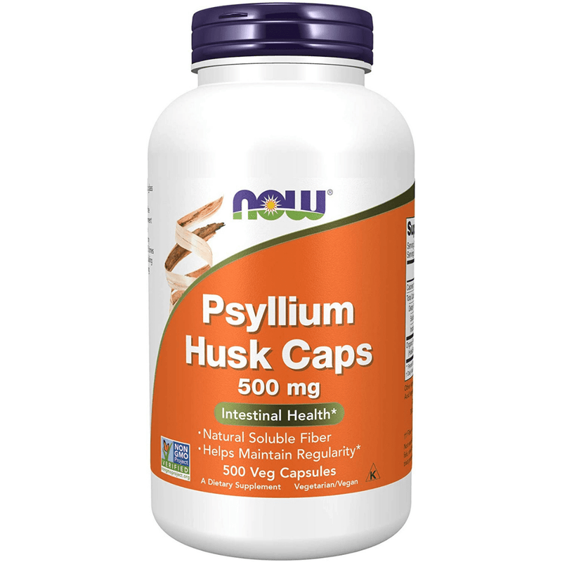 NOW Foods Psyllium Husk - 500 Cápsulas Veganas - Puro Estado Fisico