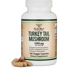 Double Wood Turkey Tail Mushroom - 120 Cápsulas Vegetales - Puro Estado Fisico