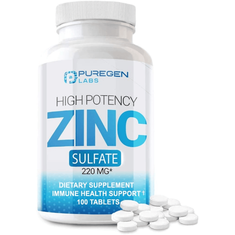 P Puregen Labs Zinc Sulfate - 100 Tabletas - Puro Estado Fisico