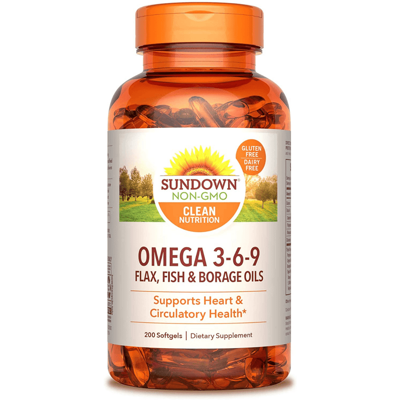 Sundown Naturals Omega 3-6-9 - 200 Cápsulas Blandas - Puro Estado Fisico
