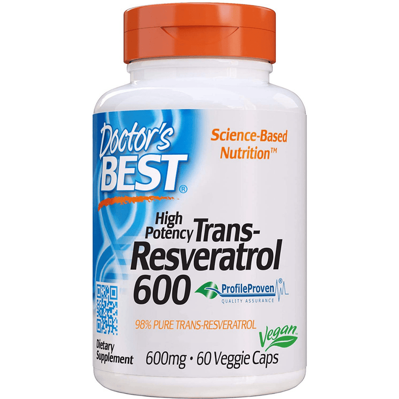 Doctor’s Best Trans-Resveratrol 600 Mg - 60 Cápsulas Vegetales - Puro Estado Fisico