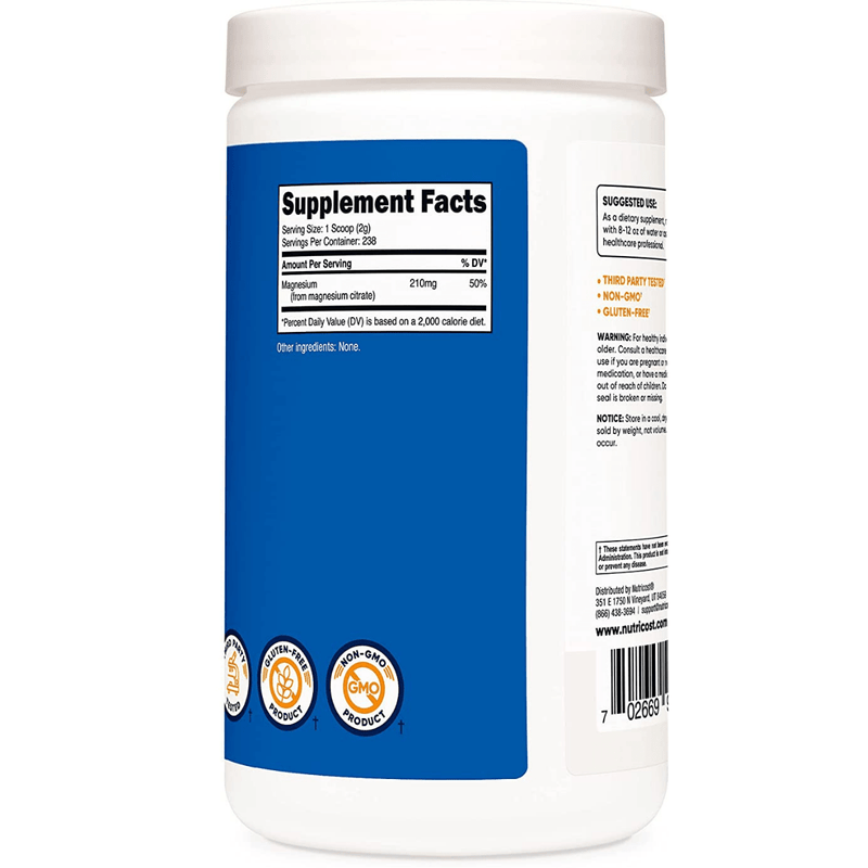 Nutricost Magnesium Citrate Powder - 500 g - Puro Estado Fisico
